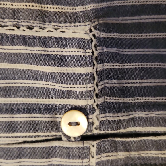 J. Jill Blue Striped Button-Up Peasant Top - Picture 5 of 9